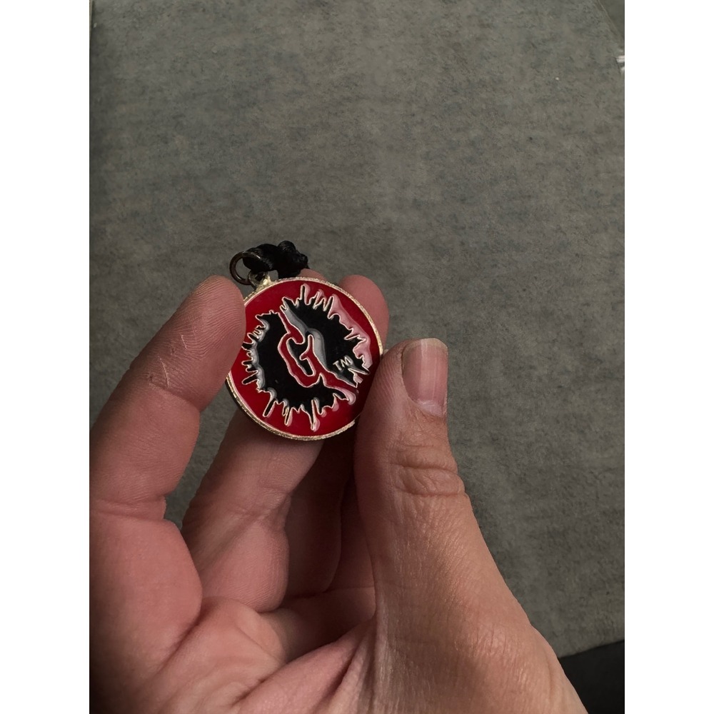 Vintage Goosebumps Holographic Alien Necklace Red Logo Pendant 90s Retro Jewelry